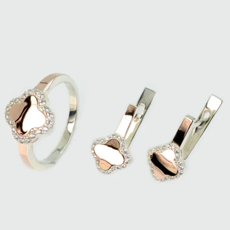 Срібний набір з золотими пластинами