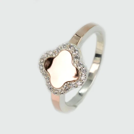 Срібна каблучка з золотими вставками