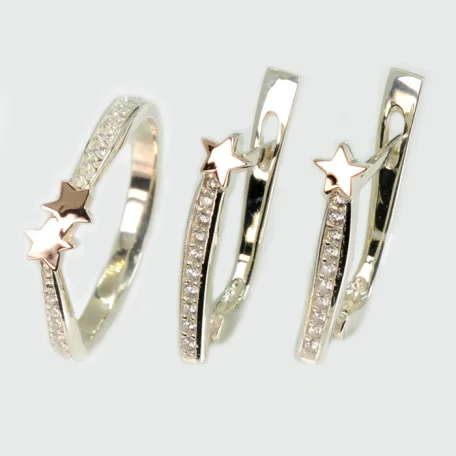 Срібний набір з золотими пластинами