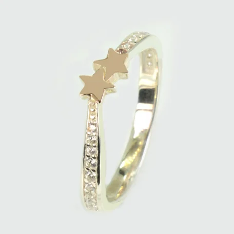 Срібна каблучка з золотими вставками