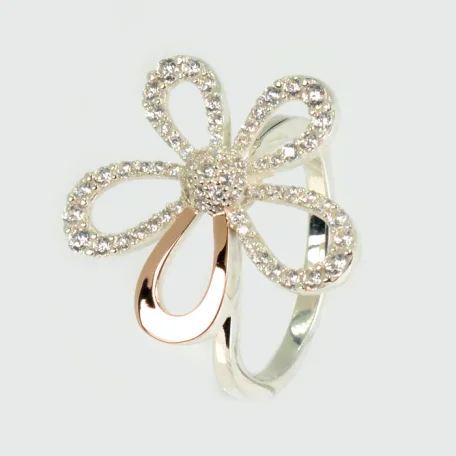 Срібна каблучка з золотими вставками