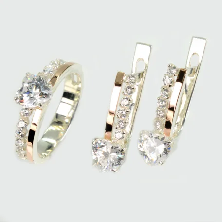 Срібний набір з золотими пластинами