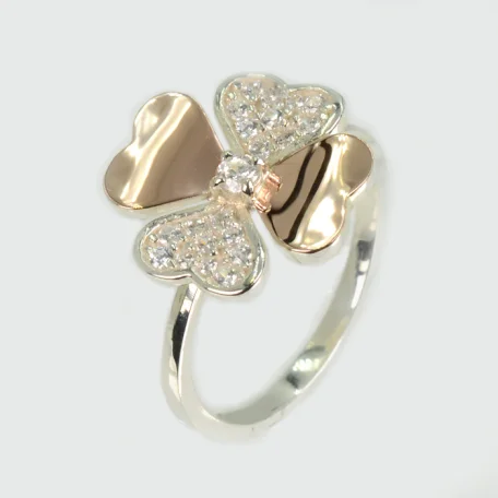 Срібна каблучка з золотими вставками