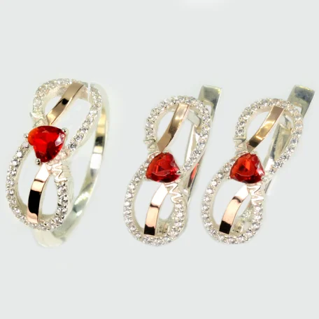 Срібний набір з золотими пластинами "MOM"