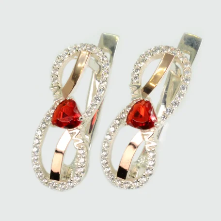 Срібні сережки з золотими пластинами "MOM"