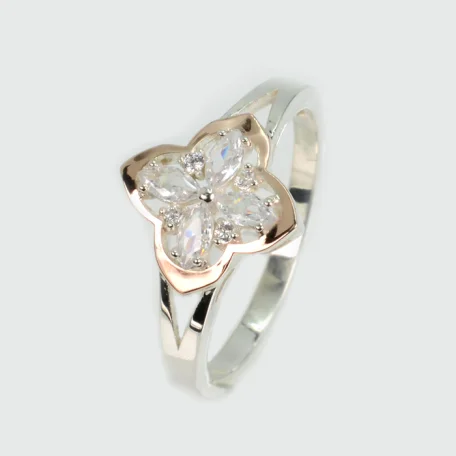 Срібна каблучка з золотими вставками