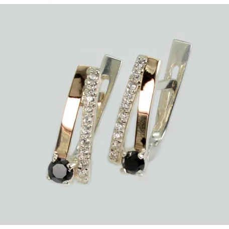 Срібні сережки з золотими пластинами