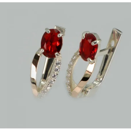 Срібні сережки з золотими пластинами