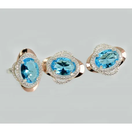 Срібний набір з золотими пластинами