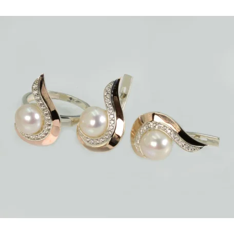 Срібний набір з золотими пластинами