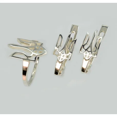 Срібний набір з золотими пластинами