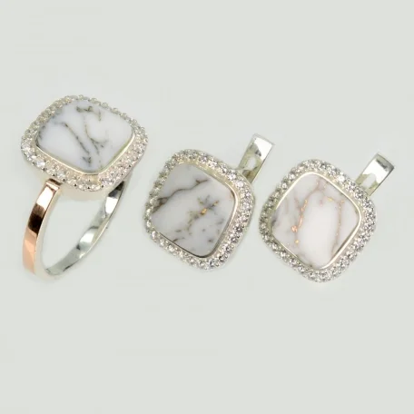 Срібний набір з агатом