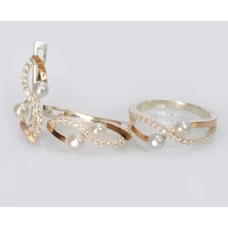 Срібний набір з перлинами