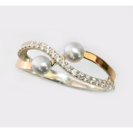 Срібна каблучка з перлинами