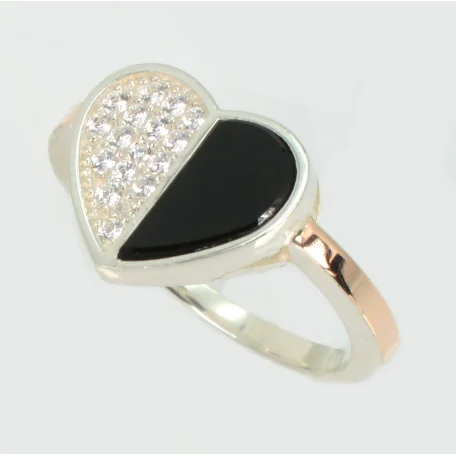 Срібна каблучка з золотими вставками