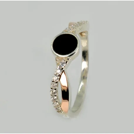 Срібна каблучка з золотими вставками