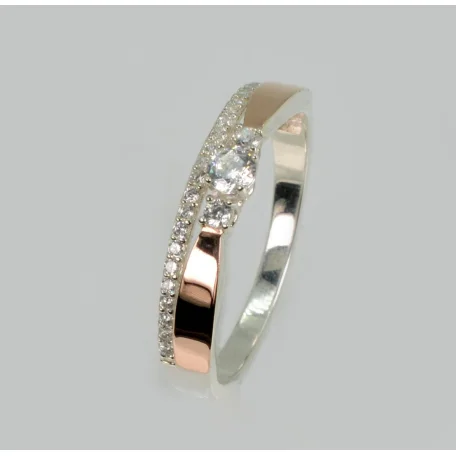 Срібна каблучка з золотими вставками