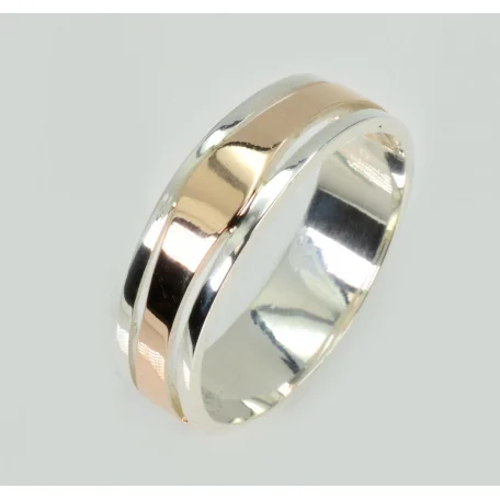 Обручка срібна з золотими пластинами