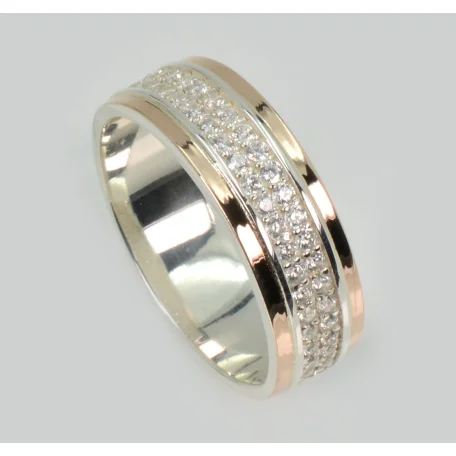 Обручка срібна з золотими пластинами