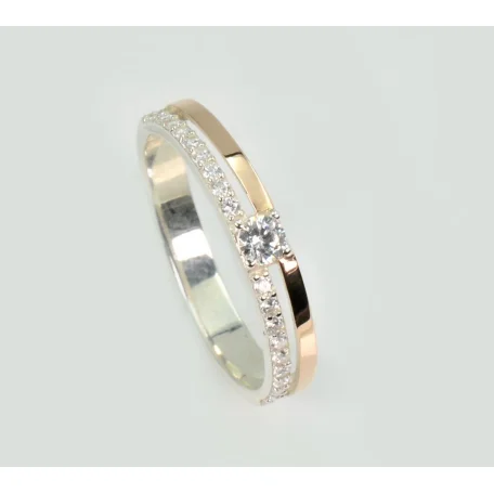 Обручка срібна з золотими пластинами