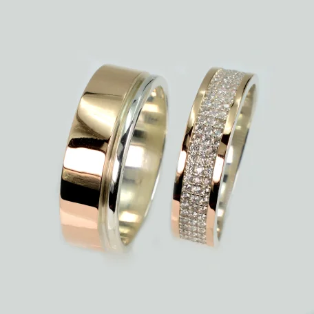 Пара срібних обручок з пластинами золота