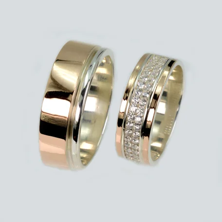 Пара срібних обручок з пластинами золота