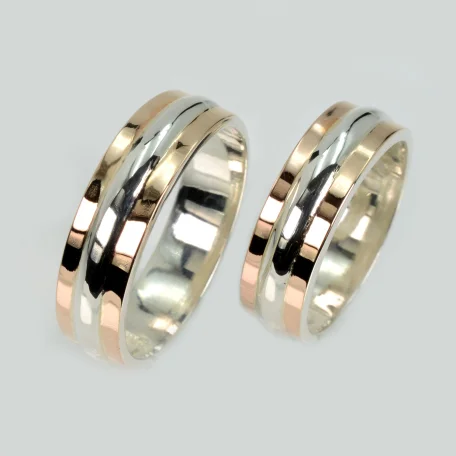 Пара срібних обручок з пластинами золота