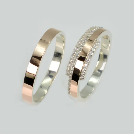 Пара срібних обручок з пластинами золота