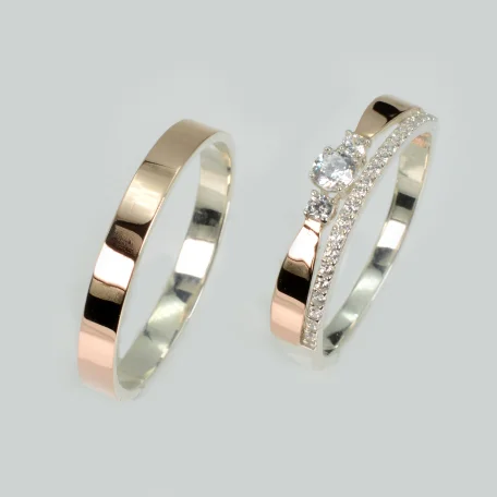 Пара срібних обручок з пластинами золота