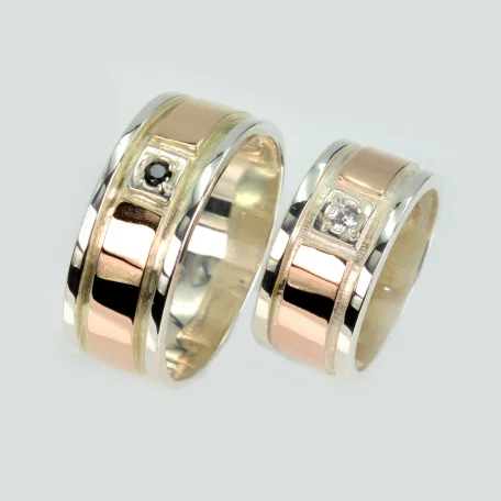 Пара срібних обручок з пластинами золота