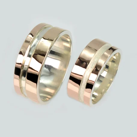 Пара срібних обручок з пластинами золота