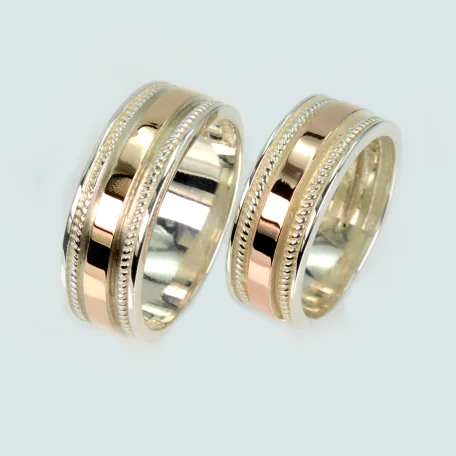 Пара срібних обручок з пластинами золота