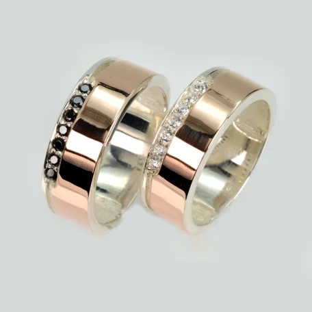 Пара срібних обручок з пластинами золота