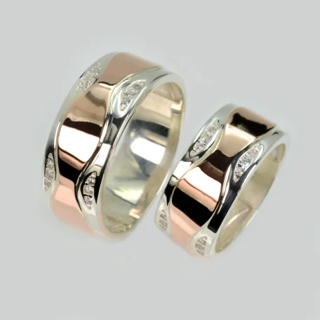 Пара срібних обручок з пластинами золота