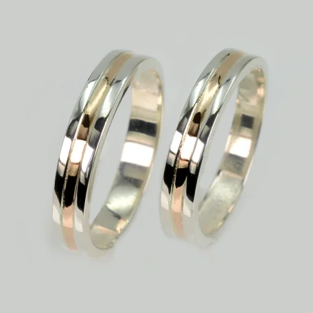 Пара срібних обручок з пластинами золота