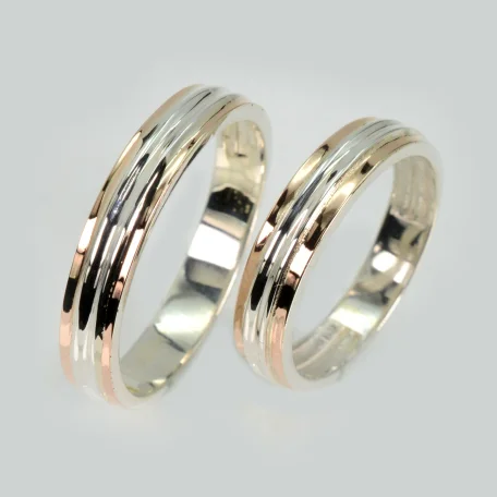 Пара срібних обручок з пластинами золота
