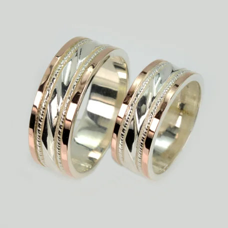 Пара срібних обручок з пластинами золота