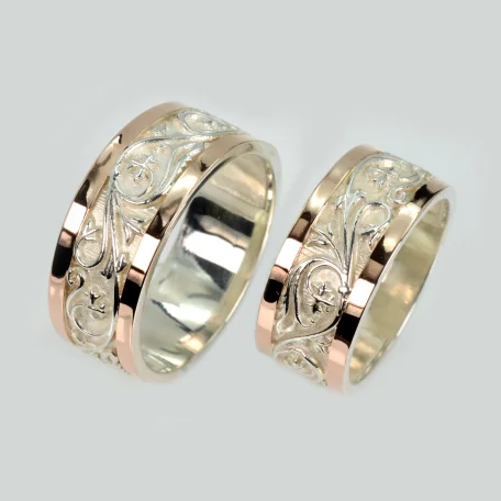 Пара срібних обручок з пластинами золота