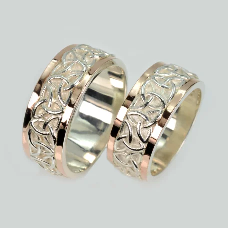 Пара срібних обручок з пластинами золота
