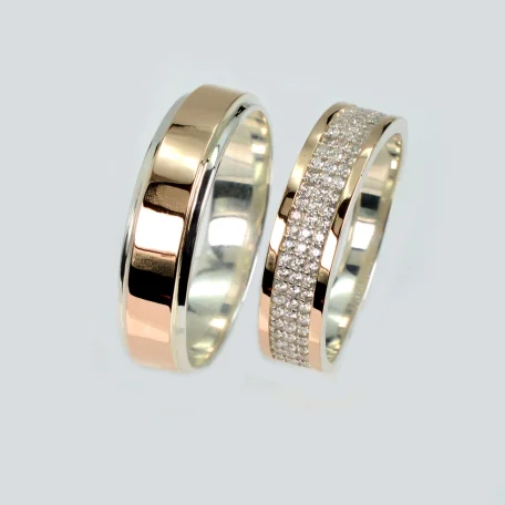 Пара срібних обручок з пластинами золота