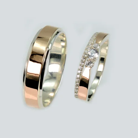 Пара срібних обручок з пластинами золота