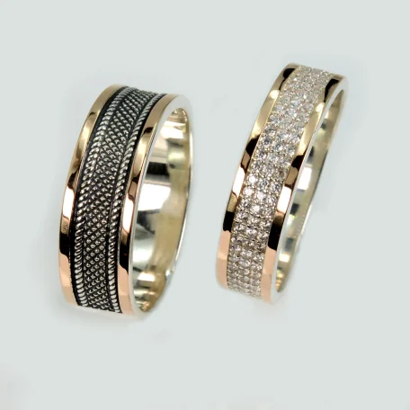 Пара срібних обручок з пластинами золота