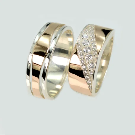 Пара срібних обручок з пластинами золота