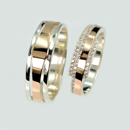 Пара срібних обручок з пластинами золота