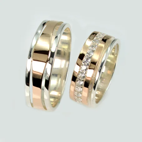 Пара срібних обручок з пластинами золота