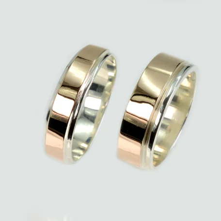 Пара срібних обручок з золотом