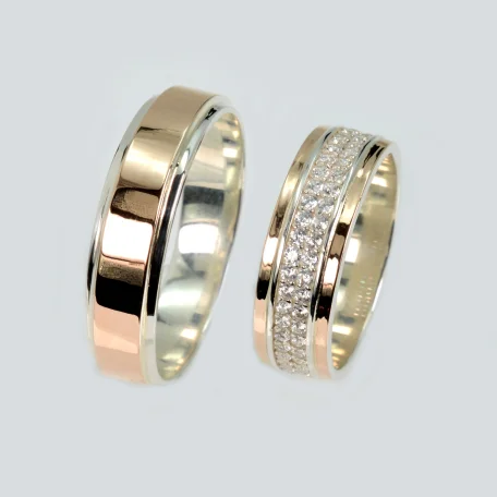 Пара срібних обручок з пластинами золота