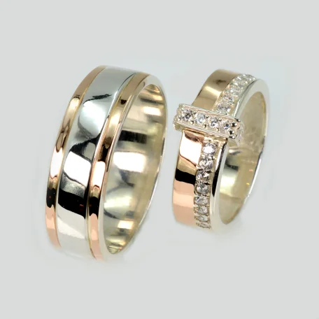 Пара срібних обручок з пластинами золота