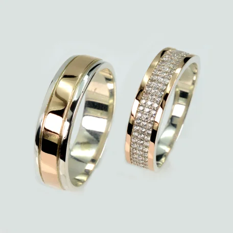 Пара срібних обручок з пластинами золота