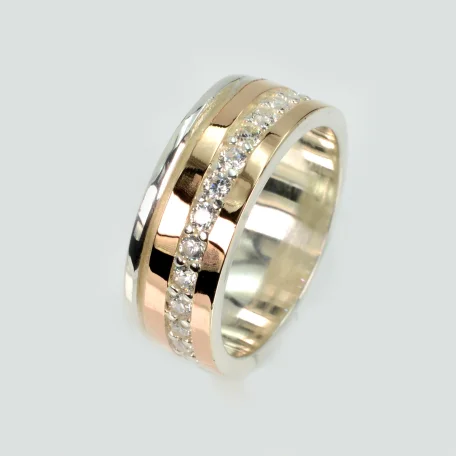 Обручка із срібла з золотом